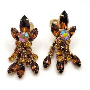 VTG Topaz/Citrine Colored Earrings | Possibly Juliana or Schreiner | Unsigned